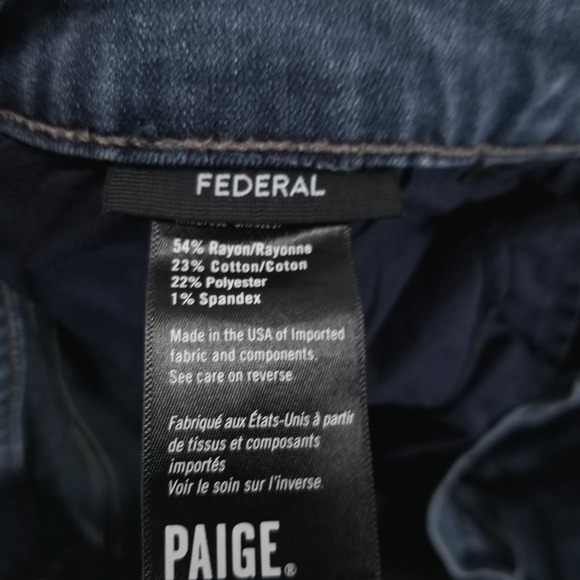 Paige Jeans Mens 38x32 Blue Federal Slim‎ Straight Stretch Preppy Medium Wash - Picture 4 of 9